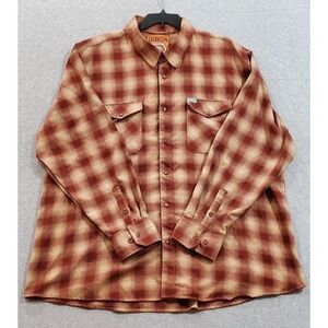Dixxon Men's Flannel Pueblo Button-Up Shirt Size 4X Long Sleeve‎ Plaid Red/Tan